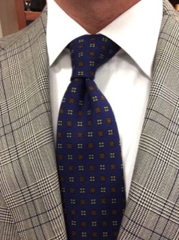  Navy Pattern Challis Wool Tie #2 