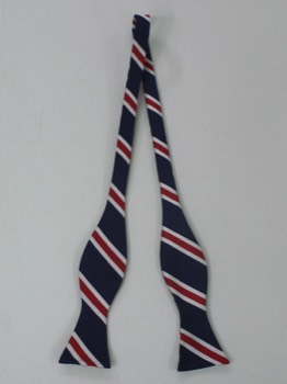  Navy Blue, Burgundy & White Reppe Stripe Silk Bow Tie 