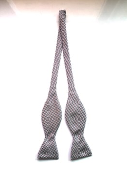  Dark Red, Navy Blue & White Shepherd's Check Silk Bow Tie #2 