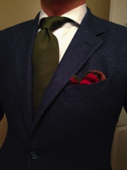  Forest Green Solid Challis Wool Tie #7 