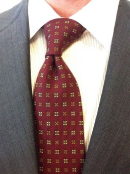  Dark Red Pattern Challis Wool Tie #3 