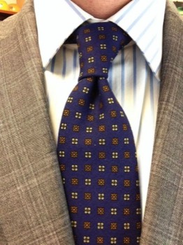  Navy Pattern Challis Wool Tie #2 