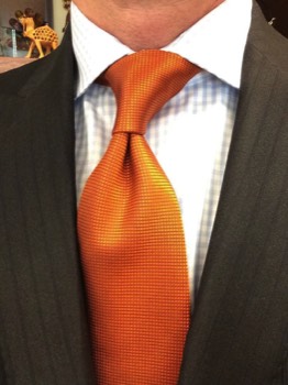  Burnt Orange Diamond Weave Silk Tie #19 
