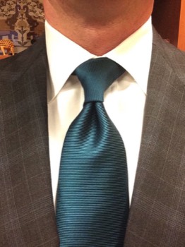  Green with Blue Large Twill Silk Tie #9 