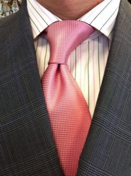  Rose Pink Diamond Weave Silk Tie #18 
