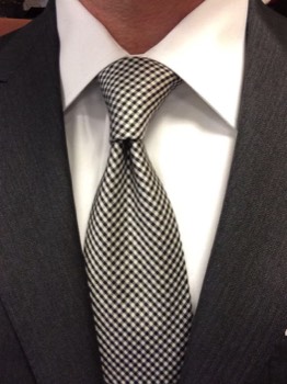  Black & White Shepherd's Check Silk Tie #SCHT-4 