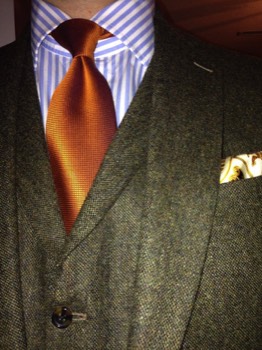  Burnt Orange Diamond Weave Silk Tie #19 
