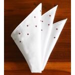 {[en]:Belgian White Linen With 2 lines Embroidered Star Pocket Squares