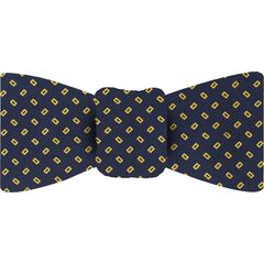 {[en]:Yellow Gold on Midnight Blue Macclesfield Printed Silk Bow Tie