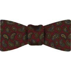 {[en]:Red Paisley Pattern Challis Wool Bow Tie