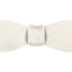 {[en]:Natural White Large Slubs Rough Thai Silk Bow Tie