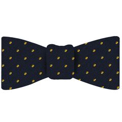 Yellow/Gold Dots on Dark Navy Pin-Dot Silk Bow Tie #EPDBT-3