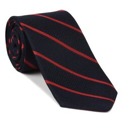 {[en]:Red on Midnight Blue Grenadine Fina Reppe Stripe Silk Tie