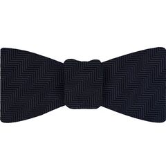 {[en]:Dark Navy Blue Herringbone Silk Bow Tie