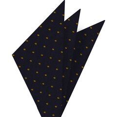 {[en]:Yellow/Gold Dots on Dark Navy Pin-Dot Silk Pocket Square