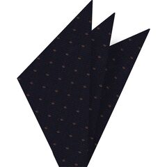 {[en]:Dark Brown Dots on Dark Navy Pin-Dot Silk Pocket Square