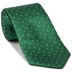 {[en]:Blue, White on Black & Green English Geometric Silk Tie