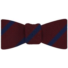 {[en]:Blue on Dark Red Mogador Striped Bow Tie
