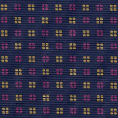 Yellow Gold & Pink on Dark Navy Blue Macclesfield Print Pattern Silk