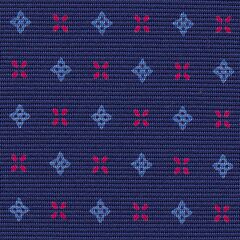 Powder Blue & Fuchsia on Navy Blue Macclesfield Print Pattern Silk