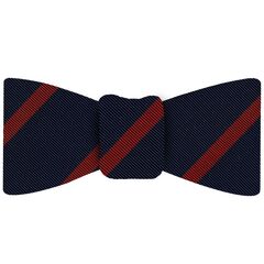 {[en]:Red on Navy Mogador Striped Bow Tie
