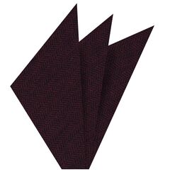 Black & Burgundy Herringbone Wool Pocket Square #GHWP-2