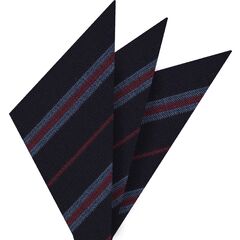 {[en]:Lavender & Red Stripes on Midnight Blue Wool Pocket Square