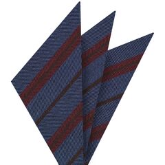 {[en]:Red & Dark Camel Stripes on Light Lavender Wool Pocket Square