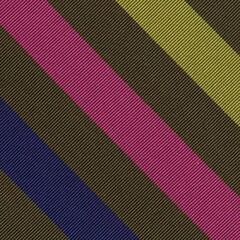 {[en]:Yellow Gold, Lavender, Young Leaf  Green, Fuchsia & Orange on Olive Green Reppe Stripe Silk Pocket Square