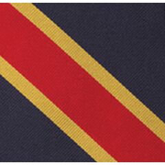 {[en]:Red & Yellow/Gold on Navy Blue Trad Special Stripe Silk Pocket Square