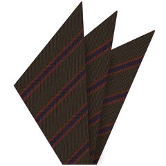 {[en]:Navy Blue & Burnt Orange Stripe on Dark Chocolate Cashmere Tie