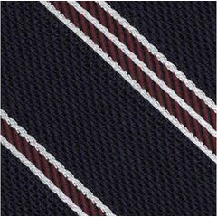 {[en]:Dark Red & White On Midnight Blue Grenadine Fina Stripe Silk Pocket Square