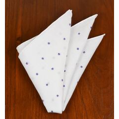 {[en]:Belgian White Linen With Lavender Embroidered Stars Pocket Square