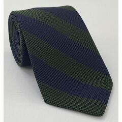 Forest Green & Midnight Blue Grenadine Fina Wide Stripe Silk Tie GFBST-3