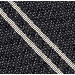 {[en]:Off-White on Charcoal Gray Grenadine Fina Reppe Stripe Silk Pocket Square