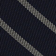 {[en]:Off-White on Dark Navy Blue Grenadine Fina Stripe Silk Pocket Square