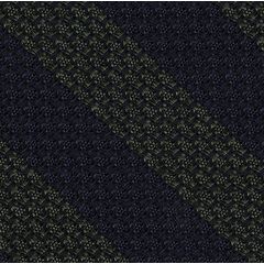 {[en]:Dark Olive Green & Midnight Blue Grenadine Grossa Wide Stripe Silk Bow Tie