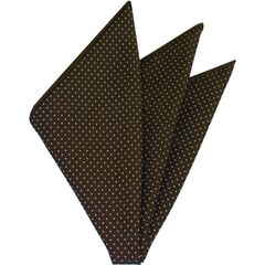 {[en]:Off-White On Chocolate Printed Pin Dot Silk Pocket Square