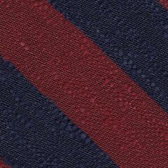 {[en]:Dark Navy & Dark Red Shantung Wide Stripe Silk Pocket Square