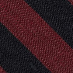 {[en]:Dark Red & Black Shantung Wide Stripe Silk Pocket Square
