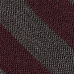 {[en]:Burgundy & Charcoal Gray Shantung Wide Stripe Silk Tie