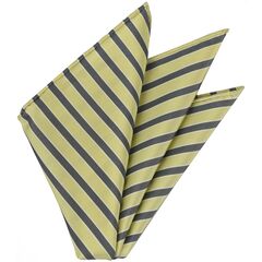 Light Yellow, Charcoal Gray & White Stripe Silk Pocket Square #VPS-15