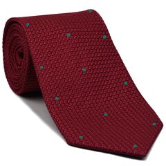 Red Grenadine Grossa with Turquoise (Hand Sewn) Pin Dots Silk Tie #GGDT-1 (23)