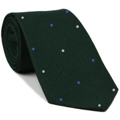 Forest Green Grenadine Fina Silk Tie (1,4) - Hand Sewn Pin Dots Silk Tie #GFDT-16