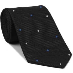 {[en]:Black Grenadine Fina Silk Tie (1,4) - Hand Sewn Pin Dots Silk Tie