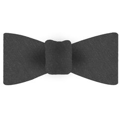 {[en]:Charcoal Gray Shantung Solid Silk Bow Tie