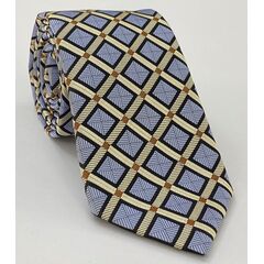 Lavender Blue, Off-White & Rust English Geometric Silk Tie EGT-4