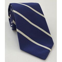 Trinity College, Oxford Stripe Silk Tie UKU-13 White on Navy Blue