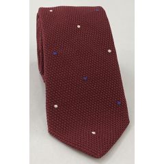 Dark Red Grenadine Fina Silk Tie (1,4) - Hand Sewn Pin Dots Silk Tie GFDT-2