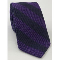 Purple & Midnight Blue Grenadine Grossa Wide Stripe Silk Tie GGBST-5